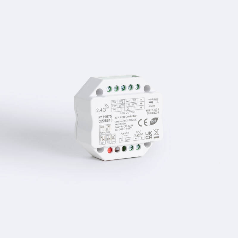 Bild von Controller Dimmer LED 12/24V DC für LED Streifen Einfarbig/CCT/RGB/RGBW kompatibel mit Taster und RF Fernbedienung