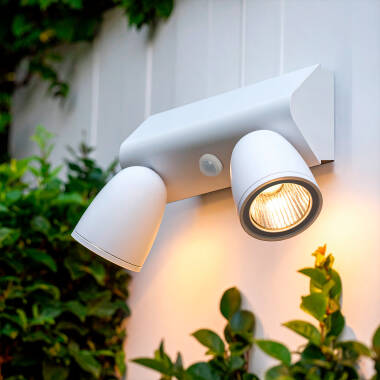 Wandlamp Outdoor LED 12W Aluminium met Bewegingssensor PIR Abel Large Twee Spots
