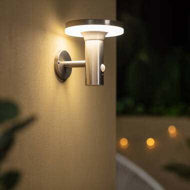 Applique Murale LED Extérieure Solaire Inox Helios avec Détecteur de Présence PIR