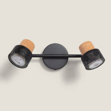 Afbeelding van Wandlamp Metaal en Kork met 2 Spots Liksy