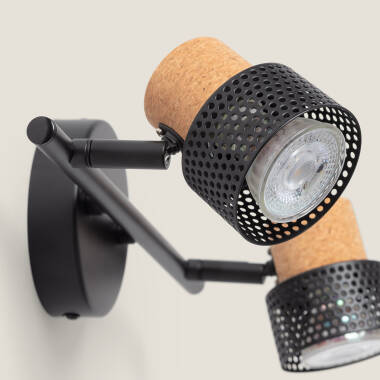 Afbeelding van Wandlamp Metaal en Kork met 2 Spots Liksy