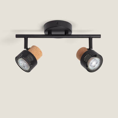 Afbeelding van Wandlamp Metaal en Kork met 2 Spots Liksy
