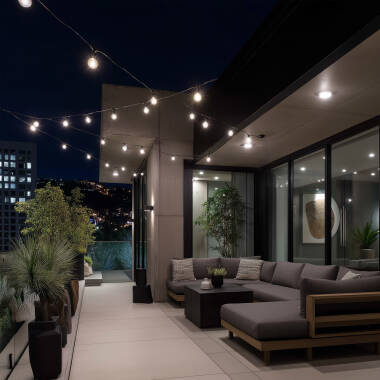 Afbeelding van Kit Lichtslinger Outdoor IP44 10m Zwart +10 Filament LED Lampen B22 2W G45