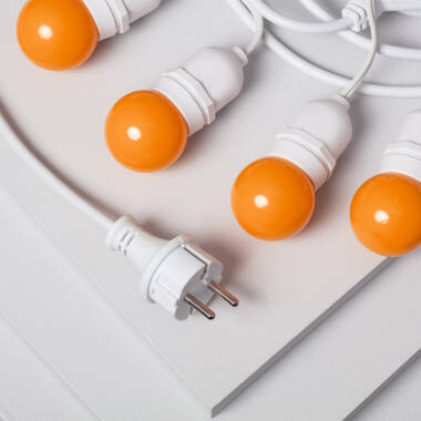 Bild von Set Girlande Waterproof 5.5m Weiss+ 8 LED-Glühbirnen E27 G45 3W Farbig