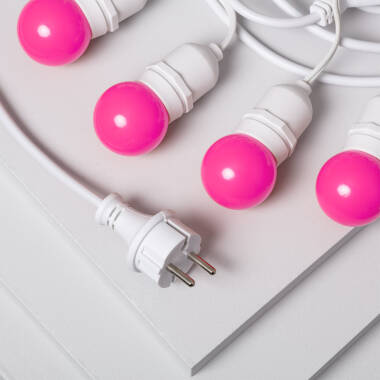 Bild von Set Girlande Waterproof 5.5m Weiss+ 8 LED-Glühbirnen E27 G45 3W Farbig