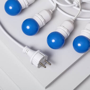 Bild von Set Girlande Waterproof 5.5m Weiss+ 8 LED-Glühbirnen E27 G45 3W Farbig