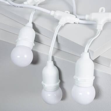 Bild von Set Girlande Waterproof 5.5m Weiss+ 8 LED-Glühbirnen E27 G45 3W Farbig