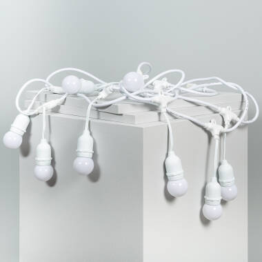 Set Girlande Waterproof 5.5m Weiss+ 8 LED-Glühbirnen E27 G45 3W Farbig