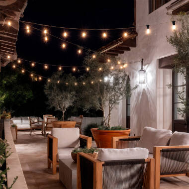 Afbeelding van Kit Lichtslingers Outdoor IP44 5m Zwart + 5 LED Lampen Filament LED B22 6W G95