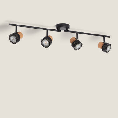 Plafondlamp Metaal en Kork met 4 Spots Liksy