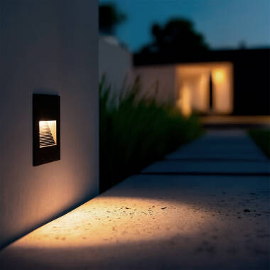 Wandlamp 3W LED Wabi Aluminium Vierkant  Outdoor Zwart