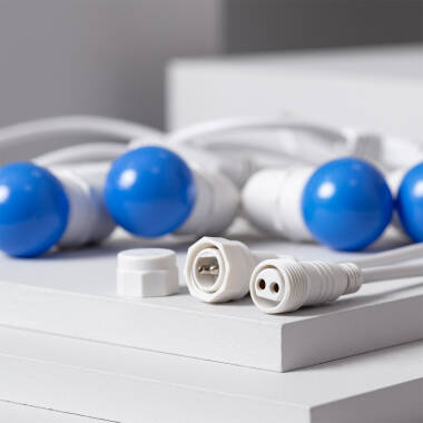 Bild von Set Girlande Waterproof 5.5m Weiss+ 8 LED-Glühbirnen E27 G45 3W Farbig