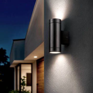 Applique Murale Extérieure Aluminium Double Éclairage Noire Oakham