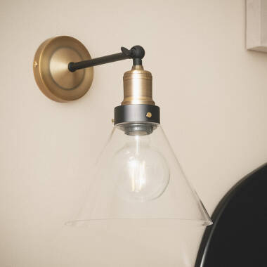 Lampe Murale Verre et Laiton Antique Factory