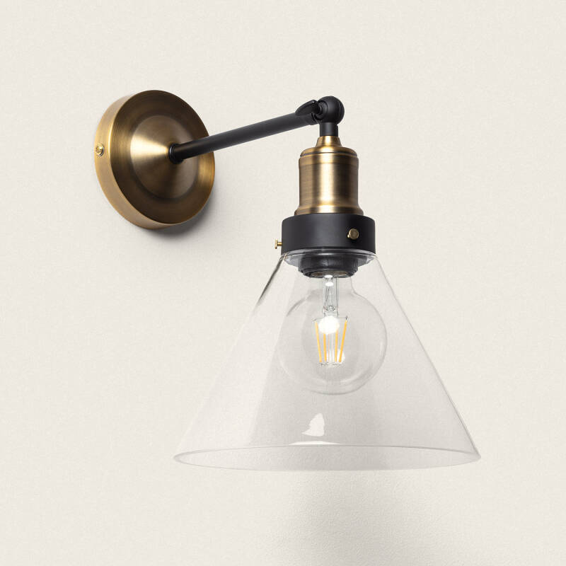 Image of Factory Antique Brass Glass Wall Lamp