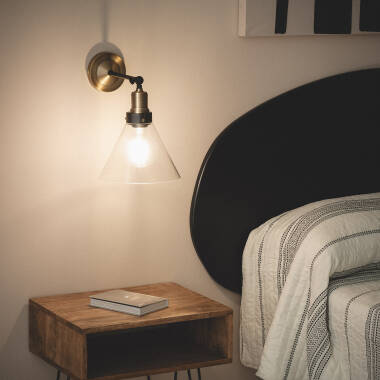 Image of Factory Antique Brass Glass Wall Lamp