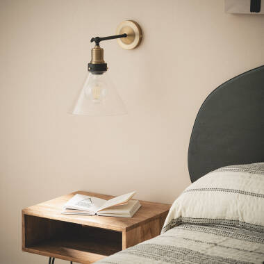 Image of Factory Antique Brass Glass Wall Lamp