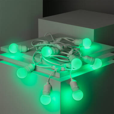 Bild von Set Girlande Waterproof 5.5m Weiss+ 8 LED-Glühbirnen E27 G45 3W Farbig