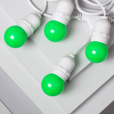 Bild von Set Girlande Waterproof 5.5m Weiss+ 8 LED-Glühbirnen E27 G45 3W Farbig