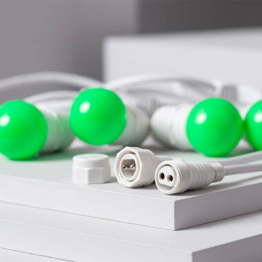 Bild von Set Girlande Waterproof 5.5m Weiss+ 8 LED-Glühbirnen E27 G45 3W Farbig