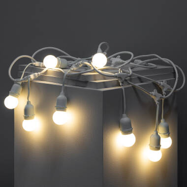 Bild von Set Girlande Waterproof 5.5m Weiss+ 8 LED-Glühbirnen E27 G45 3W Farbig