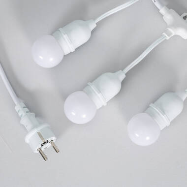 Bild von Set Girlande Waterproof 5.5m Weiss+ 8 LED-Glühbirnen E27 G45 3W Farbig