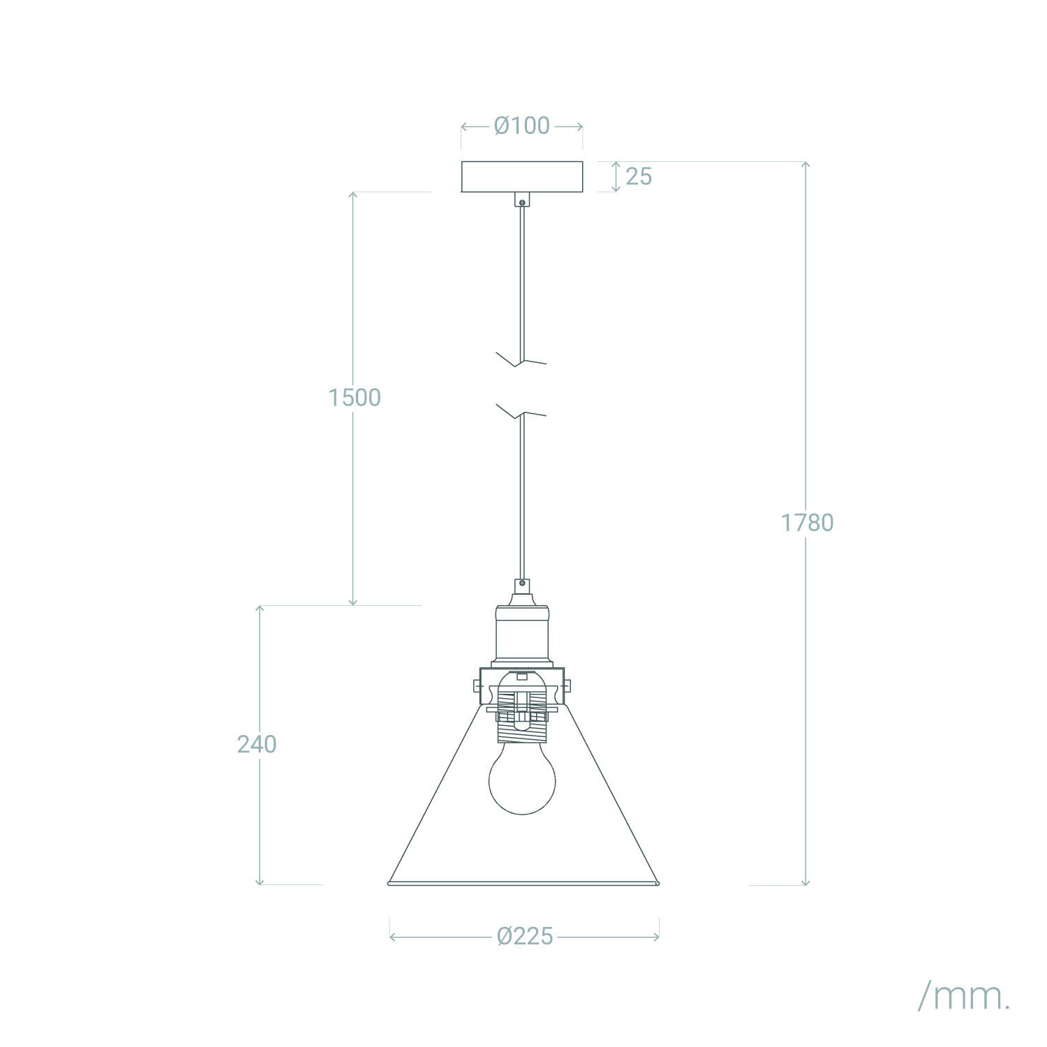 Lampa Wisząca z Metalu i Szkła Factory - widok prezentacyjny