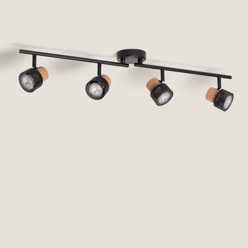 Afbeelding van Plafondlamp Metaal en Kork met 4 Spots Liksy