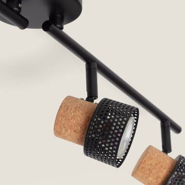 Afbeelding van Plafondlamp Metaal en Kork met 4 Spots Liksy