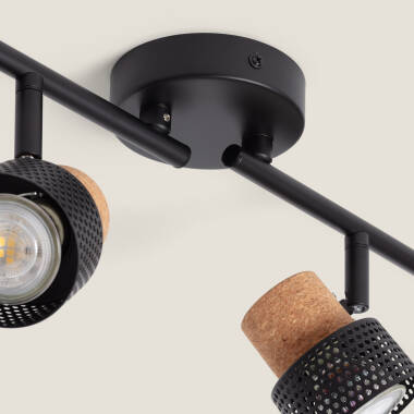 Afbeelding van Plafondlamp Metaal en Kork met 4 Spots Liksy