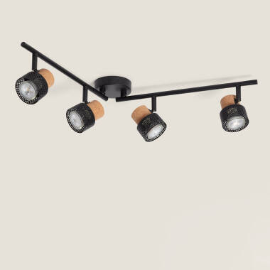 Afbeelding van Plafondlamp Metaal en Kork met 4 Spots Liksy