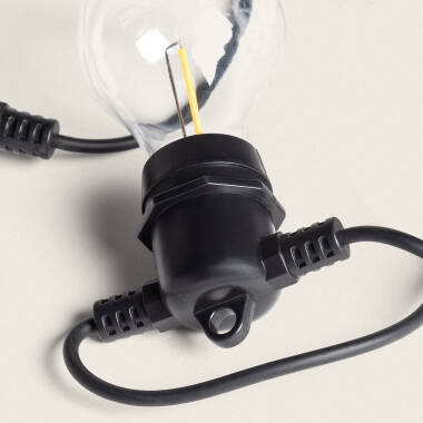 Bild von Set Lichterkette Außen 5m Schwarz + 5 LED Glühbirnen Filament E27 24V