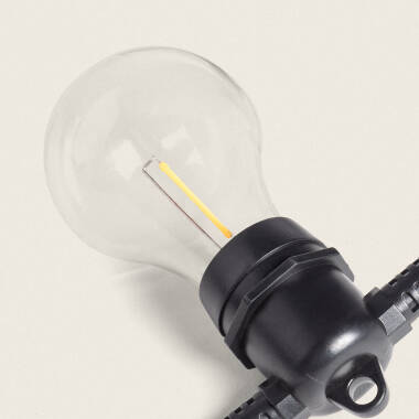 Bild von Set Lichterkette Außen 5m Schwarz + 5 LED Glühbirnen Filament E27 24V