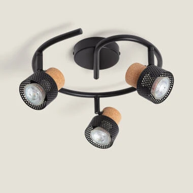Liksy 3 Spotlight Metal & Cork Ceiling Lamp