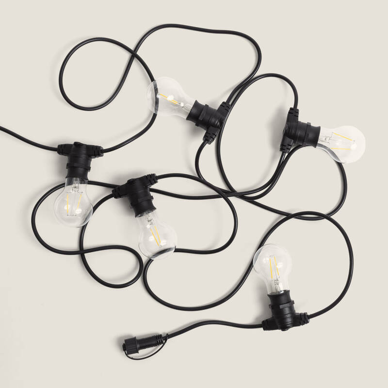 Image de Kit Guirlande Lumineuse Extérieure IP44 5m Noir + 5 Ampoules LED Filament B22 2W
