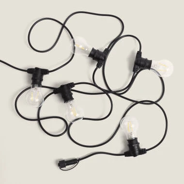 Kit Guirlande Lumineuse Extérieure IP44 5m Noir + 5 Ampoules LED Filament B22 2W