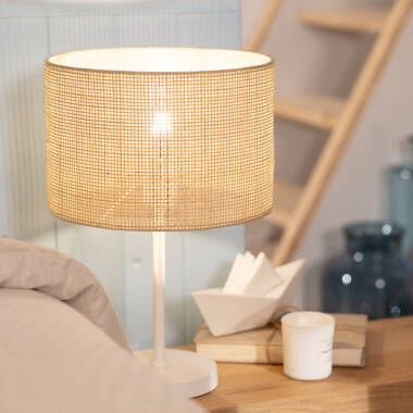 Tischlampe aus Rattan und Metall Baracoa