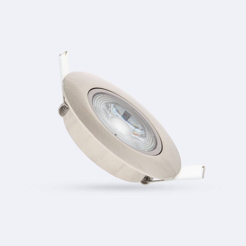 Immagine di Faretto Downlight LED Orientabile Circolare Nichel Satinato 5W Foro Ø68 mm