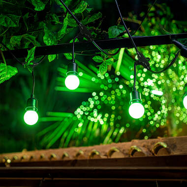 Bild von Set Girlande Waterproof 5.5m Schwarz + 8 LED-Glühbirnen E27 G45 3W Farbig