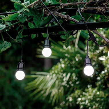 Bild von Set Girlande Waterproof 5.5m Schwarz + 8 LED-Glühbirnen E27 G45 3W Farbig