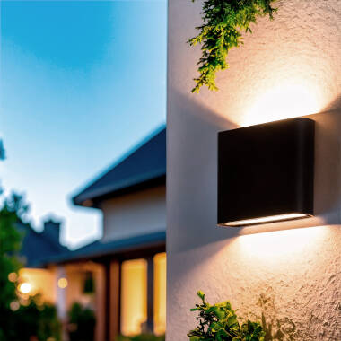 Immagine di Applique da Parete Esterni LED 6W Alluminio Quadrato Illuminazione Doppia Luce Luming Nero