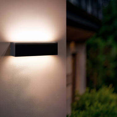 10W Lena Outdoor Rectangular Black LED Wall Light with Double Sided Illumination