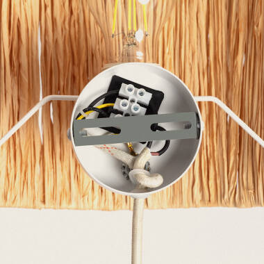 Immagine di Lampada da Parete Metallo e Rattan Yubo 