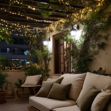 Bild von LED Girlande aus Draht Gold mit Batterie 10m