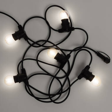 Bild von Set Lichterkette Außen IP44 5m Schwarz + 5 LED Glühbirnen Filament B22 2W G45