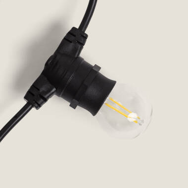 Bild von Set Lichterkette Außen IP44 5m Schwarz + 5 LED Glühbirnen Filament B22 2W G45