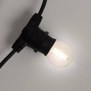 Bild von Set Lichterkette Außen IP44 5m Schwarz + 5 LED Glühbirnen Filament B22 2W G45