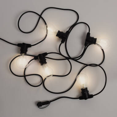 Afbeelding van Kit Lichtslingers Outdoor IP44 5m Zwart + 5 LED Lampen Filament LED B22 6W G95