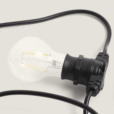 Afbeelding van Kit Lichtslingers Outdoor IP44 5m Zwart + 5 LED Lampen Filament LED B22 6W G95