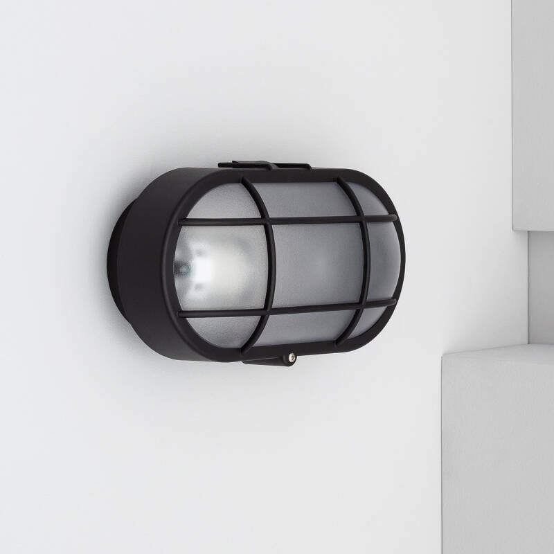 Image de Plafonnier Extérieur Ovale à Grille Hublot 220x120 mm